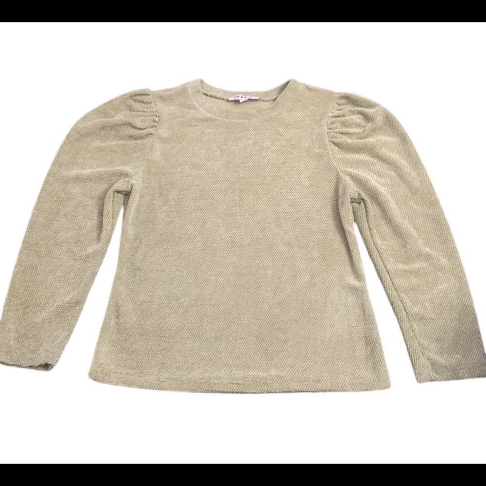 Women's Scoop Neck Puff Sleeve Sweater - Beige